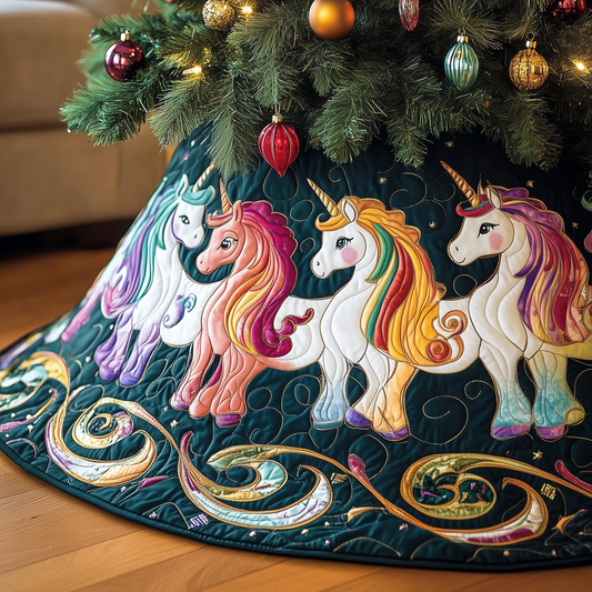 Christmas Joyful Unicorn Quilted Tree Skirt GFTOHD1133