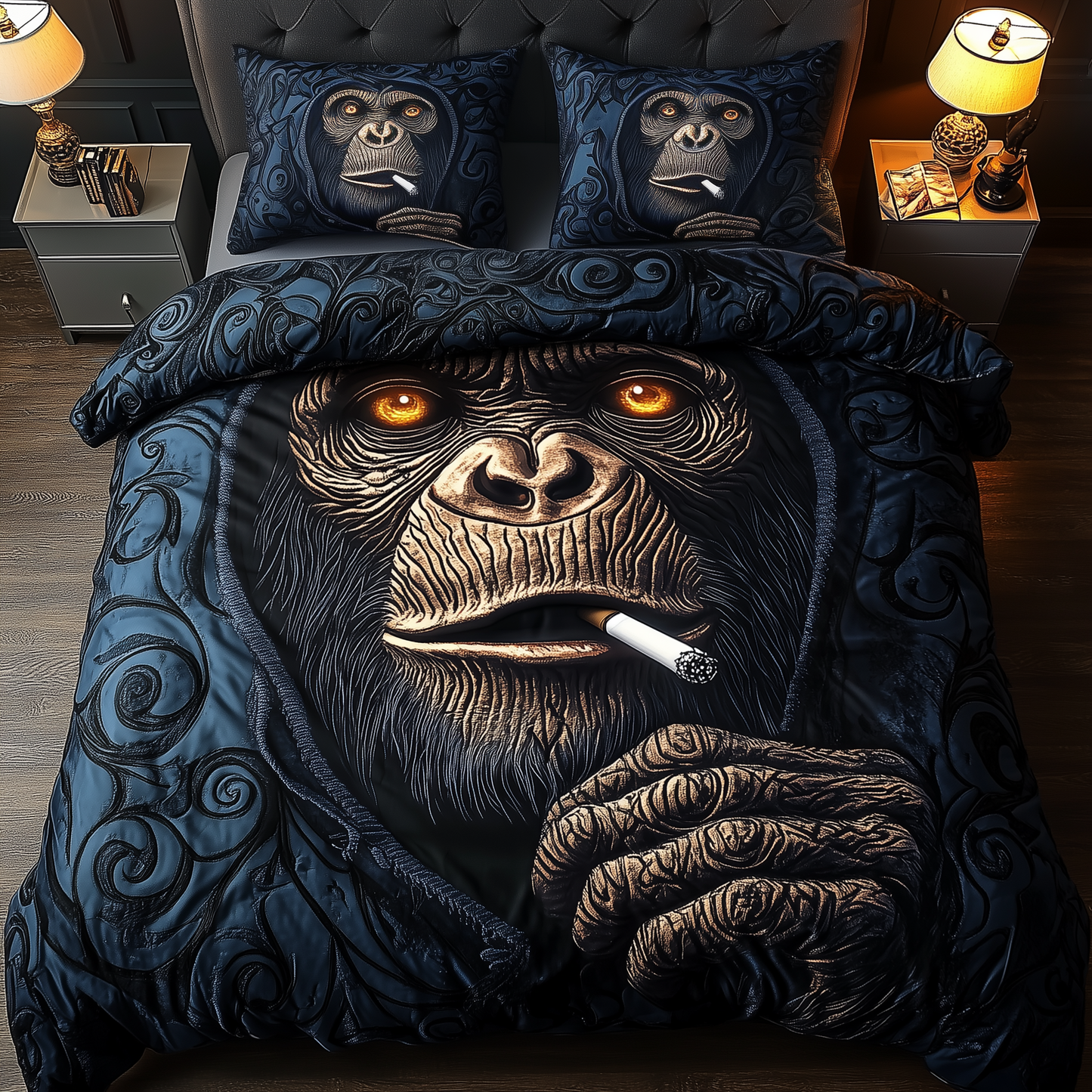 The Monkey Gangster 3-Piece Quilted Bedding Set GFTOHD1135