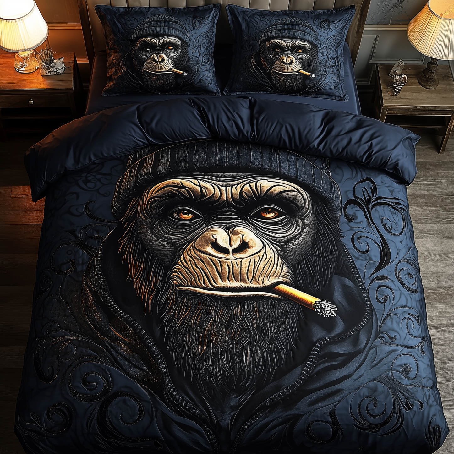 The Monkey Gangster 3-Piece Quilted Bedding Set GFTOHD1136