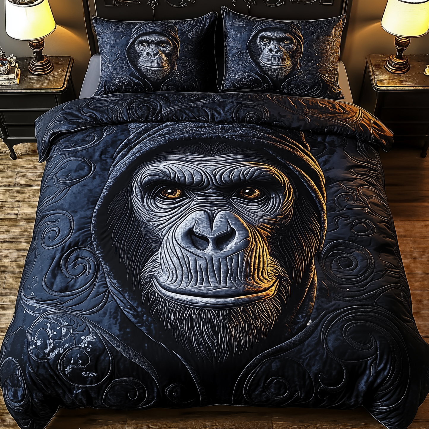 The Monkey Gangster 3-Piece Quilted Bedding Set GFTOHD1137