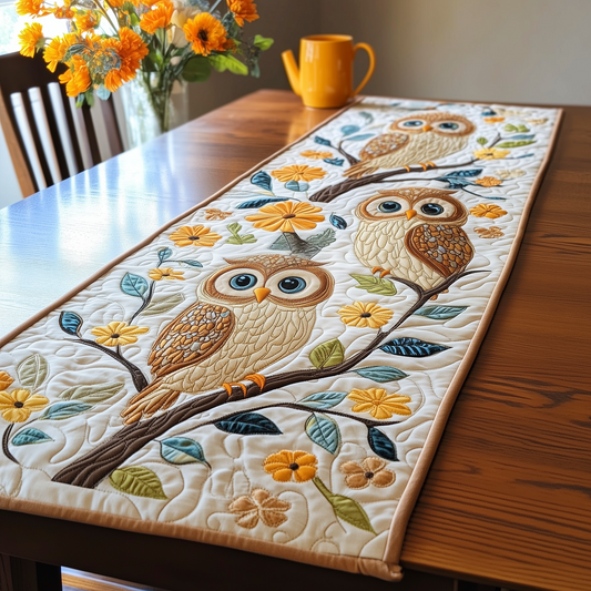 Autumn Owl Symphony Quilted Table Runner GFTOHD115