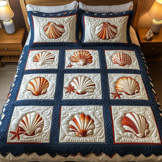 Tropical Seashell Symphony 3-Piece Quilted Bedding Set GFTOHD1181