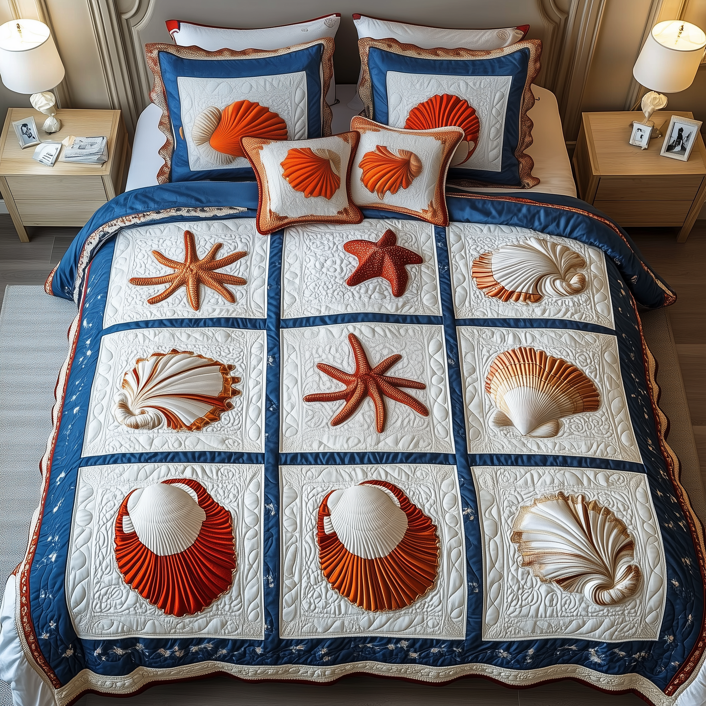 Tropical Seashell Symphony 3-Piece Quilted Bedding Set GFTOHD1182