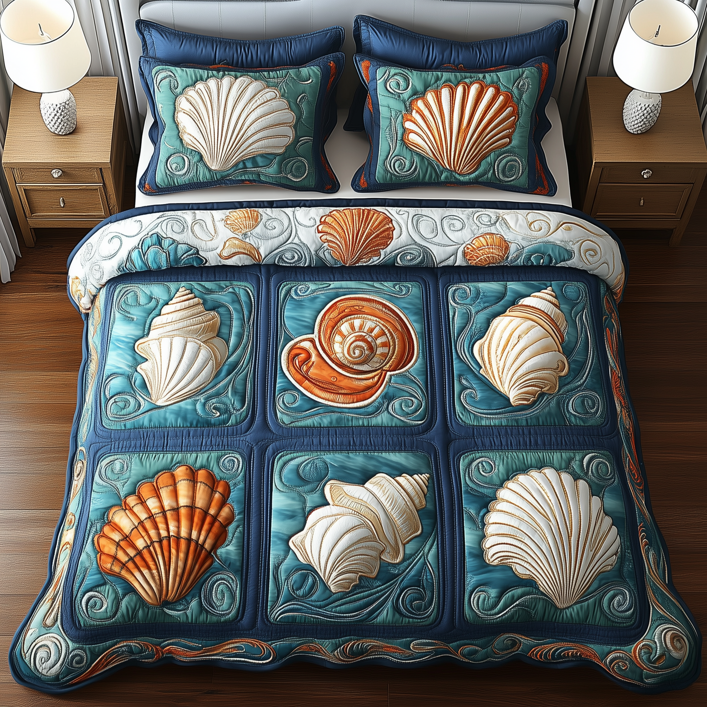 Tropical Seashell Symphony 3-Piece Quilted Bedding Set GFTOHD1183