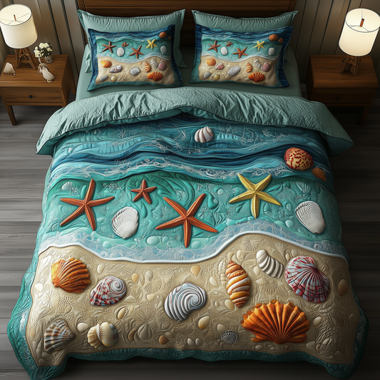 Tropical Seashell Symphony 3-Piece Quilted Bedding Set GFTOHD1184