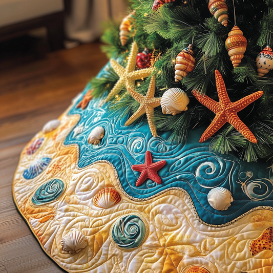 Tropical Seashell Symphony Quilted Tree Skirt GFTOHD1187