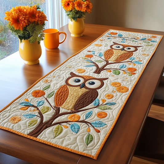 Autumn Owl Symphony Quilted Table Runner GFTOHD118