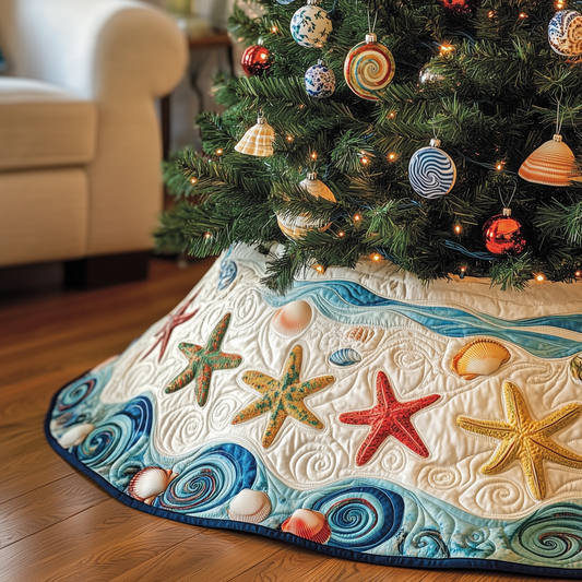 Tropical Seashell Symphony Quilted Tree Skirt GFTOHD1191