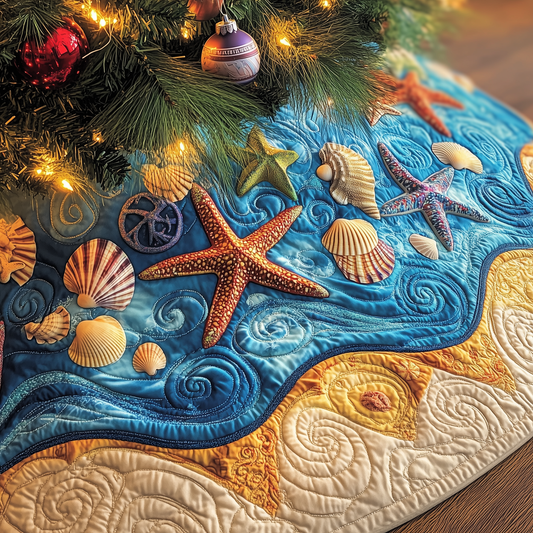 Tropical Seashell Symphony Quilted Tree Skirt GFTOHD1192