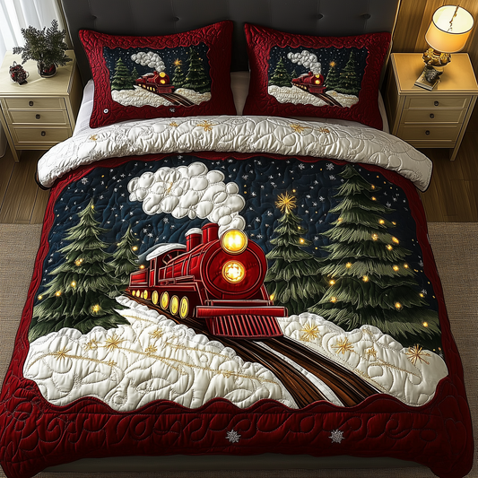 Train To Snowland 3-Piece Quilted Bedding Set GFTOHD1207