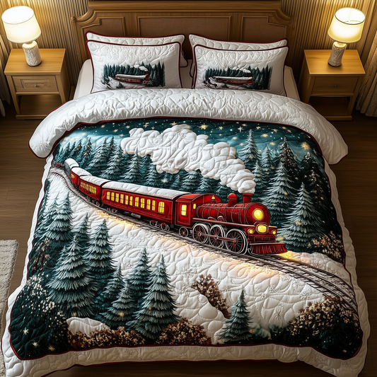 Train To Snowland 3-Piece Quilted Bedding Set GFTOHD1208