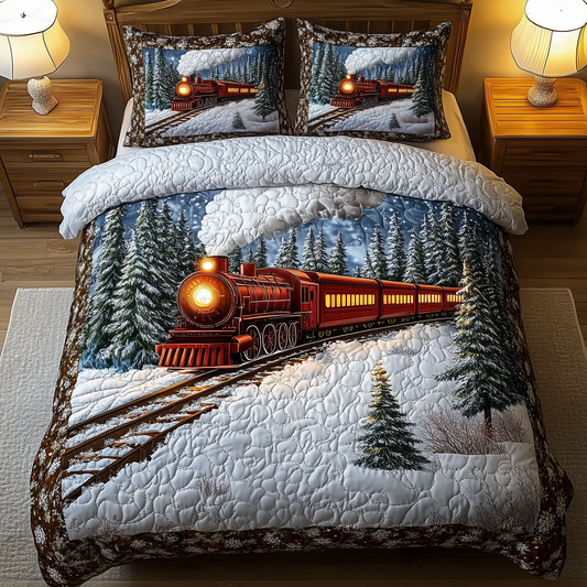 Train To Snowland 3-Piece Quilted Bedding Set GFTOHD1210