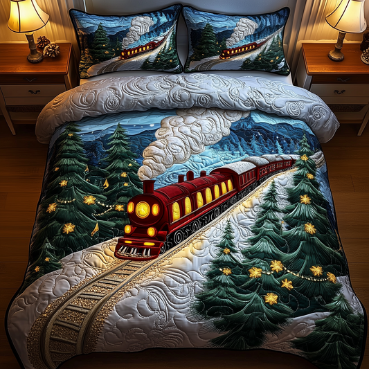 Train To Snowland 3-Piece Quilted Bedding Set GFTOHD1211