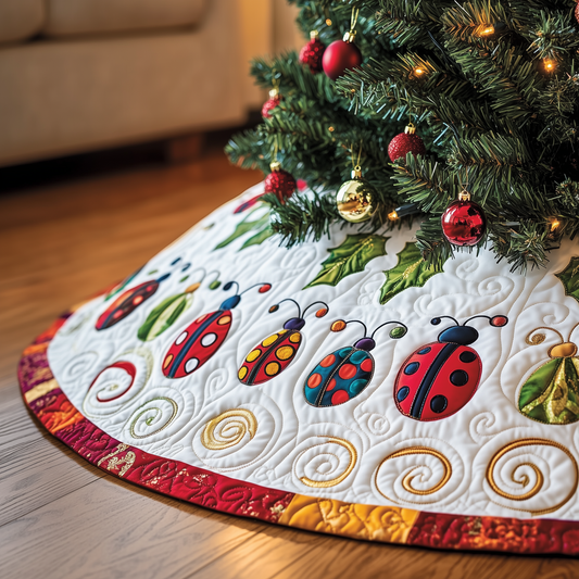 Christmas Joyful Ladybug Quilted Tree Skirt GFTOHD1219