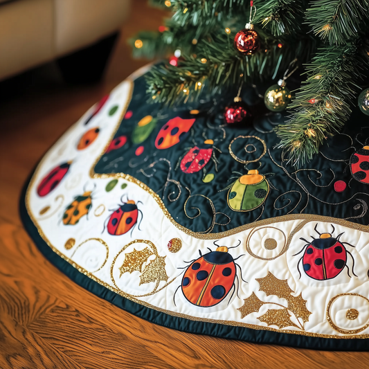 Christmas Joyful Ladybug Quilted Tree Skirt GFTOHD1220