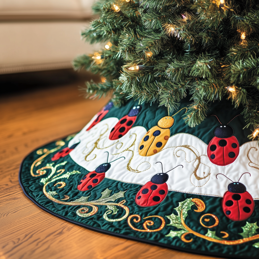 Christmas Joyful Ladybug Quilted Tree Skirt GFTOHD1221