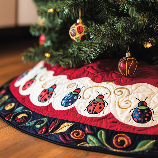 Christmas Joyful Ladybug Quilted Tree Skirt GFTOHD1223