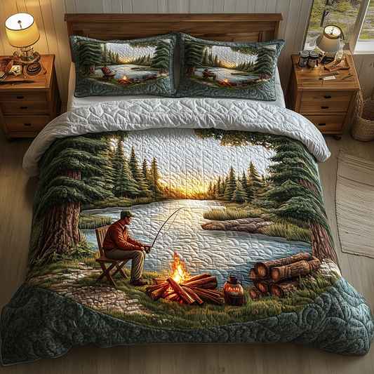 Twilight Fishing 3-Piece Quilted Bedding Set GFTOHD1238