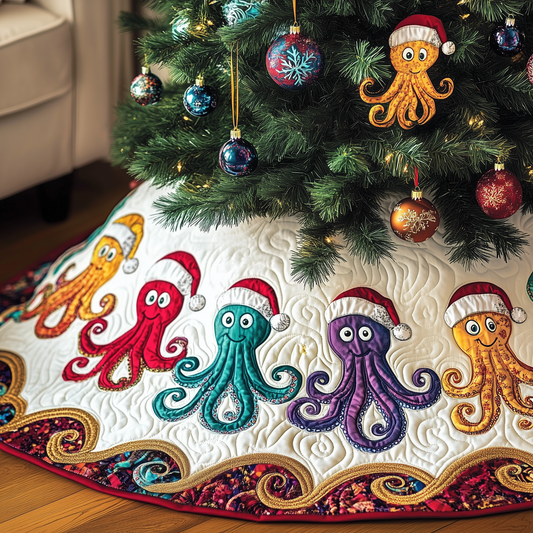 Christmas Joyful Octopus Quilted Tree Skirt GFTOHD1265