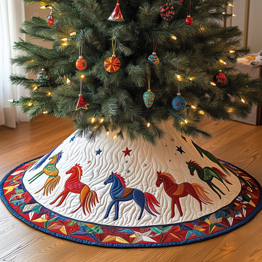 Vibrant Horses Quilted Tree Skirt GFTOHD148