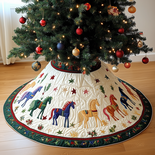 Vibrant Horses Quilted Tree Skirt GFTOHD149