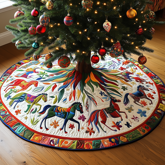 Vibrant Horses Quilted Tree Skirt GFTOHD151