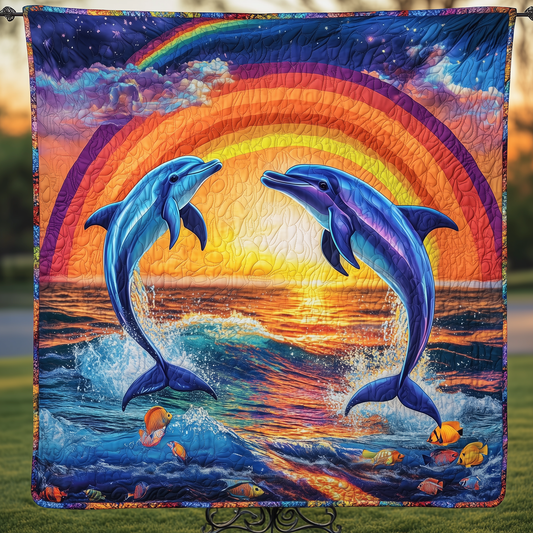 Vibrant Dolphin Joy Quilted Blanket GFTOHD265