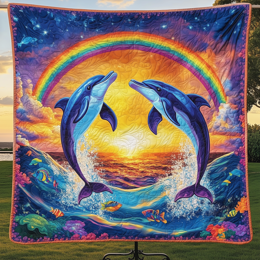 Vibrant Dolphin Joy Quilted Blanket GFTOHD266