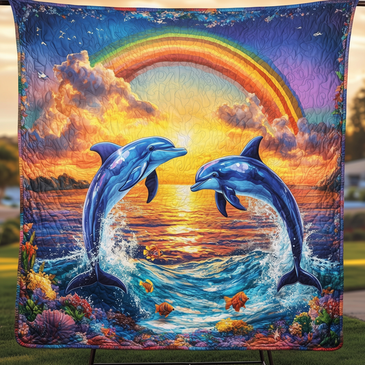 Vibrant Dolphin Joy Quilted Blanket GFTOHD268