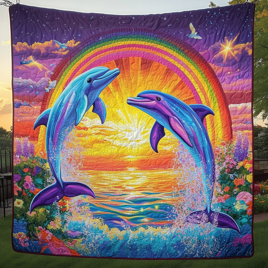 Vibrant Dolphin Joy Quilted Blanket GFTOHD270