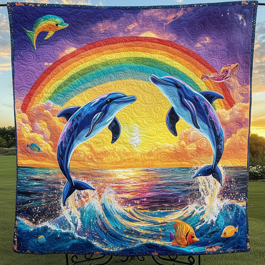 Vibrant Dolphin Joy Quilted Blanket GFTOHD272