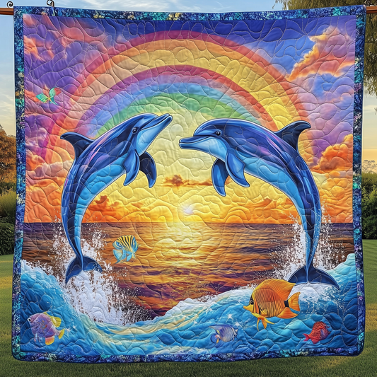 Vibrant Dolphin Joy Quilted Blanket GFTOHD273