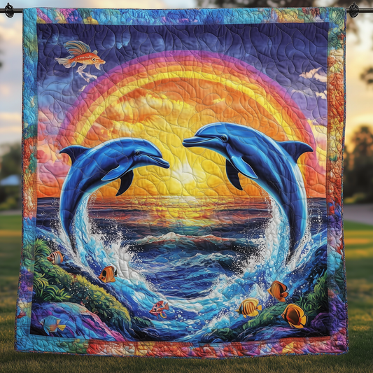 Vibrant Dolphin Joy Quilted Blanket GFTOHD275