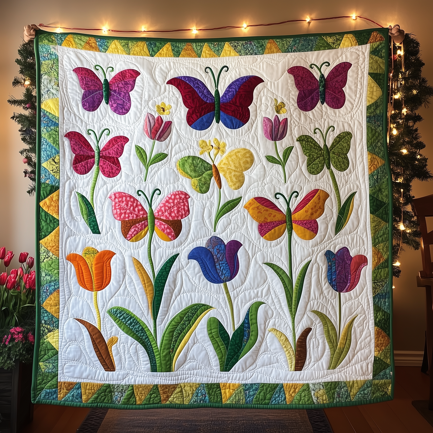 Butterfly Garden Quilted Blanket GFTOHD326