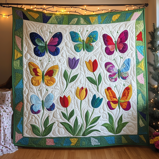 Butterfly Garden Quilted Blanket GFTOHD327