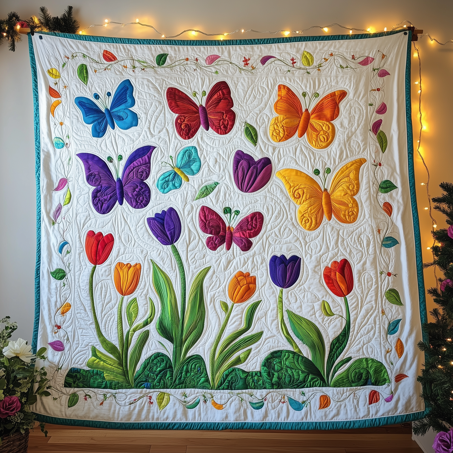 Butterfly Garden Quilted Blanket GFTOHD328