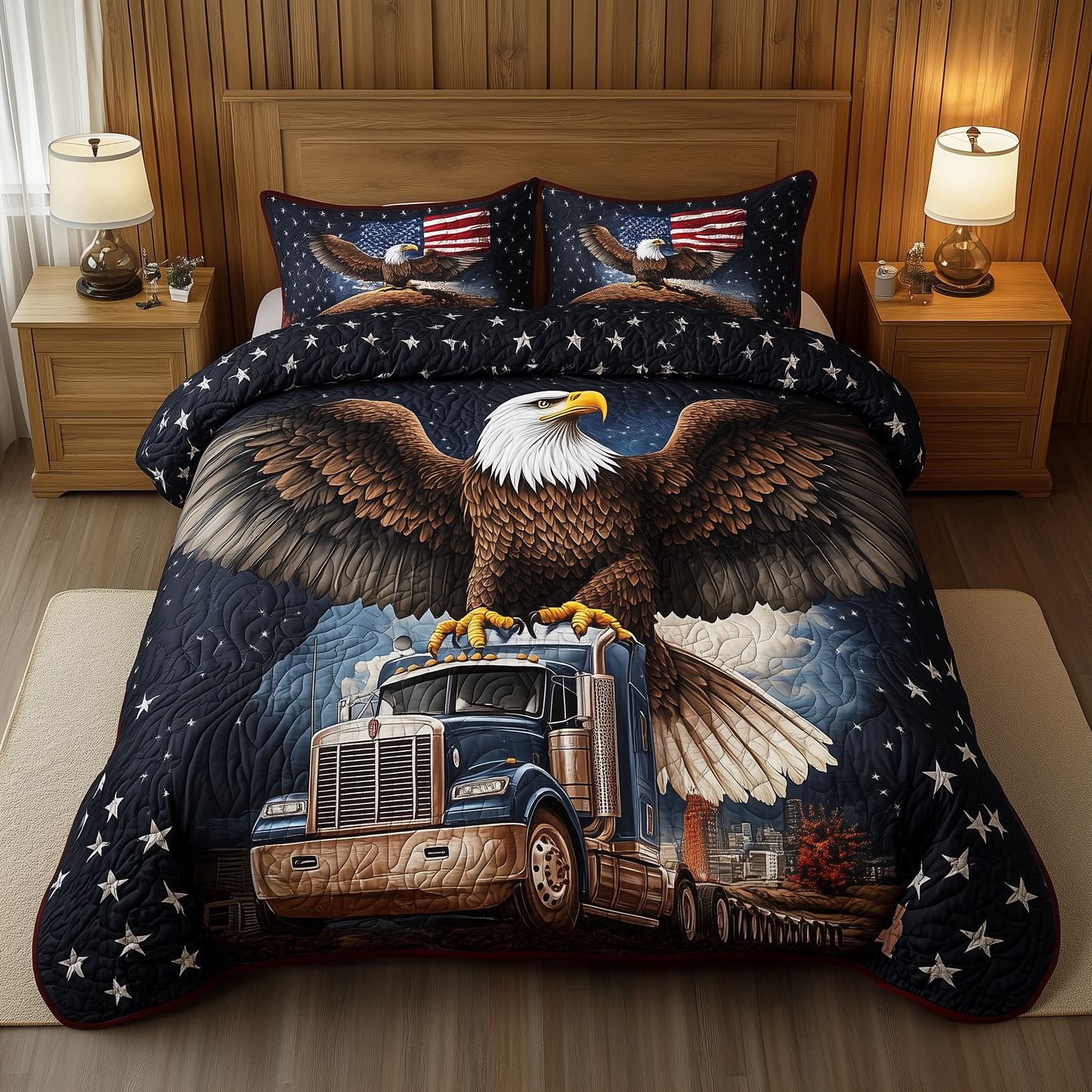 Eagle of Freedom 3-Piece Quilted Bedding Set GFTOHD339