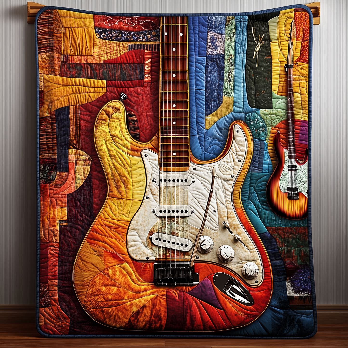 Vibrant Solo Guitar Quilted Blanket GFTOHD412