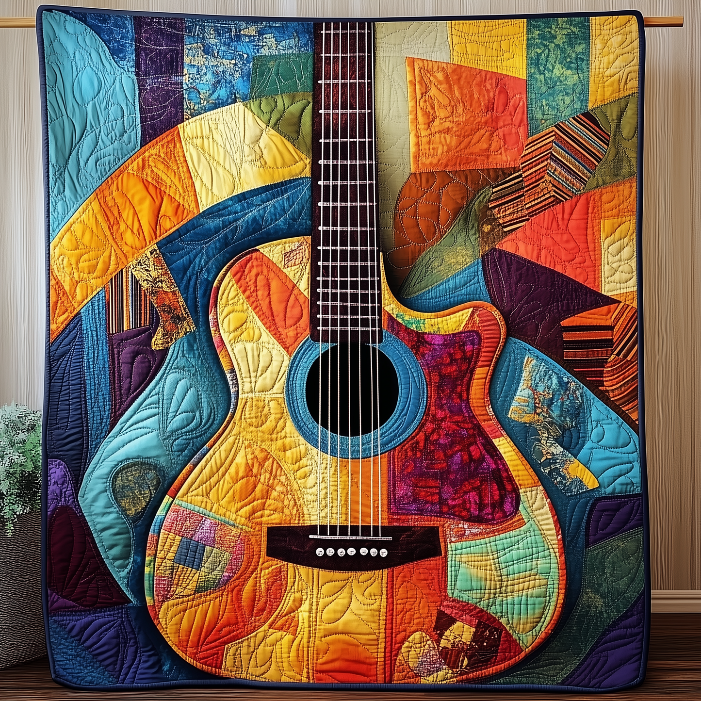 Vibrant Solo Guitar Quilted Blanket GFTOHD413