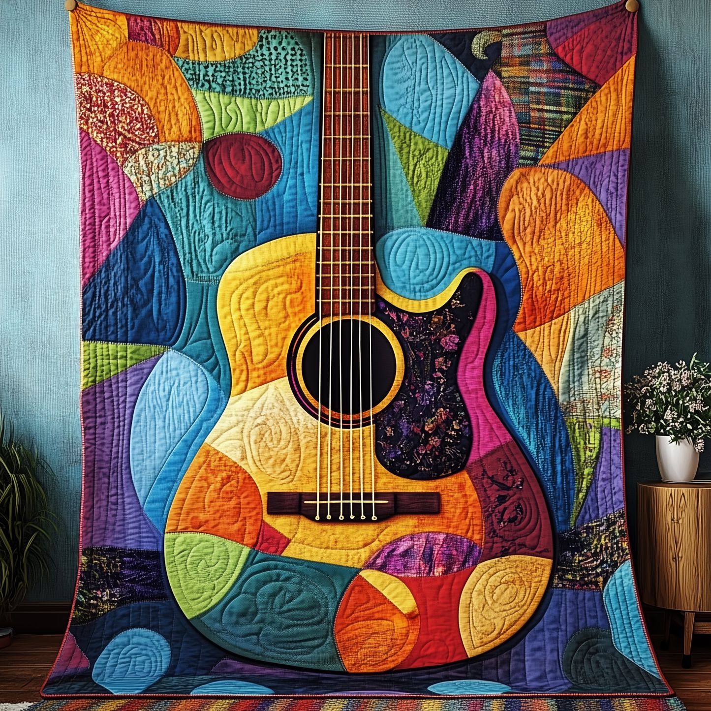 Vibrant Solo Guitar Quilted Blanket GFTOHD415