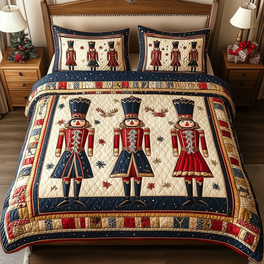 Christmas Nutcracker 3-Piece Quilted Bedding Set GFTOHD450