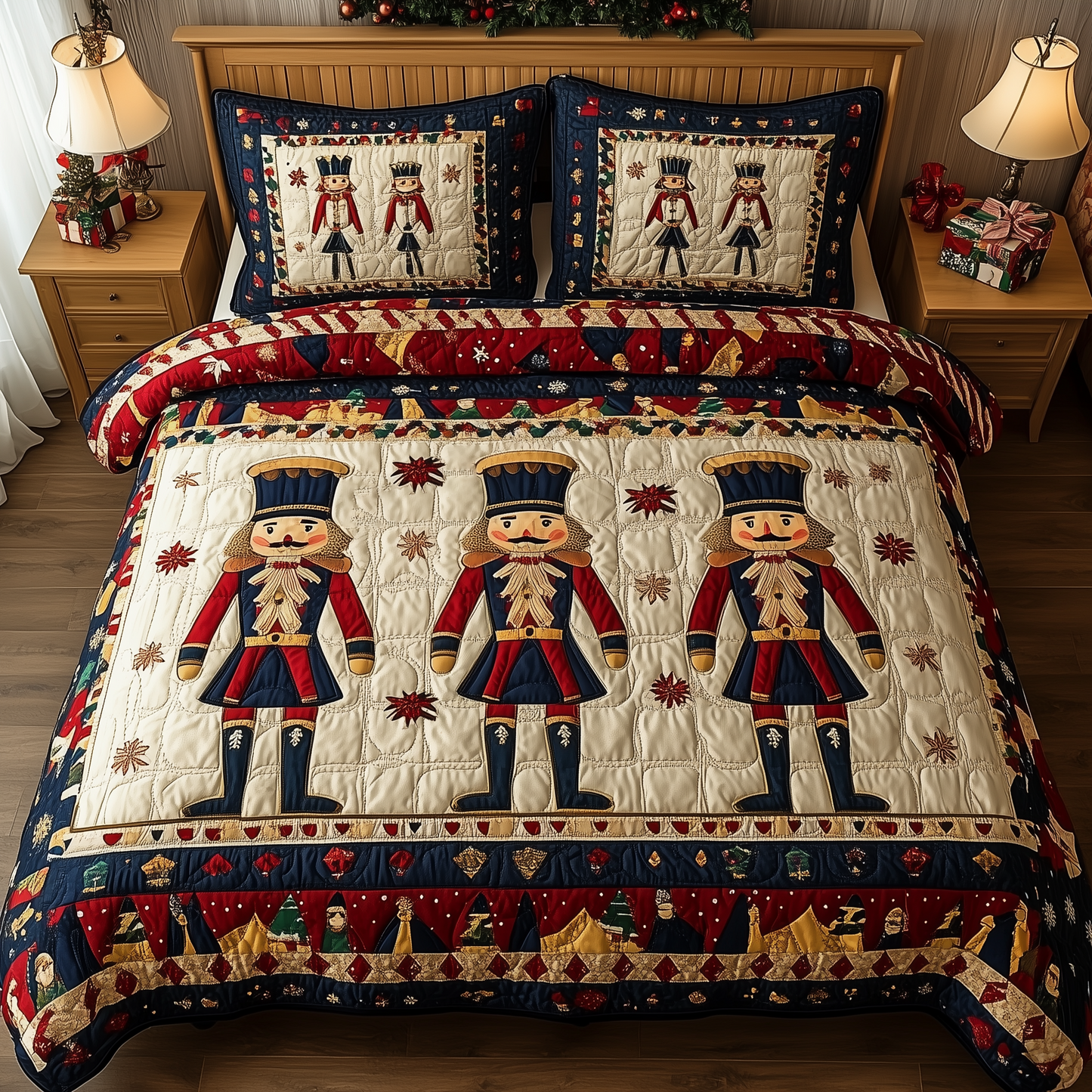 Christmas Nutcracker 3-Piece Quilted Bedding Set GFTOHD452