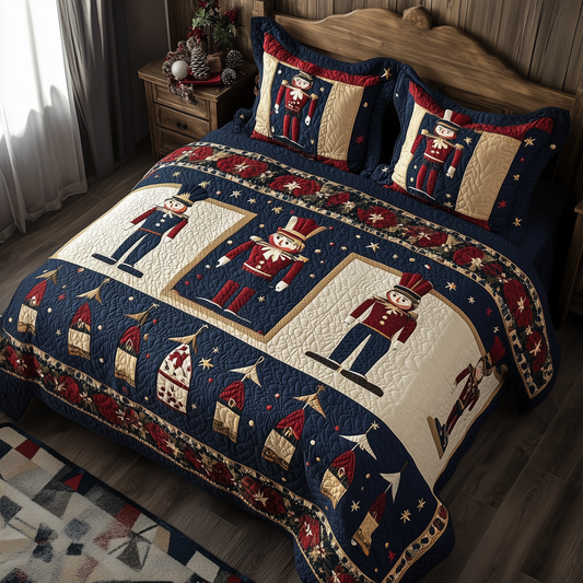 Christmas Nutcracker 3-Piece Quilted Bedding Set GFTOHD453