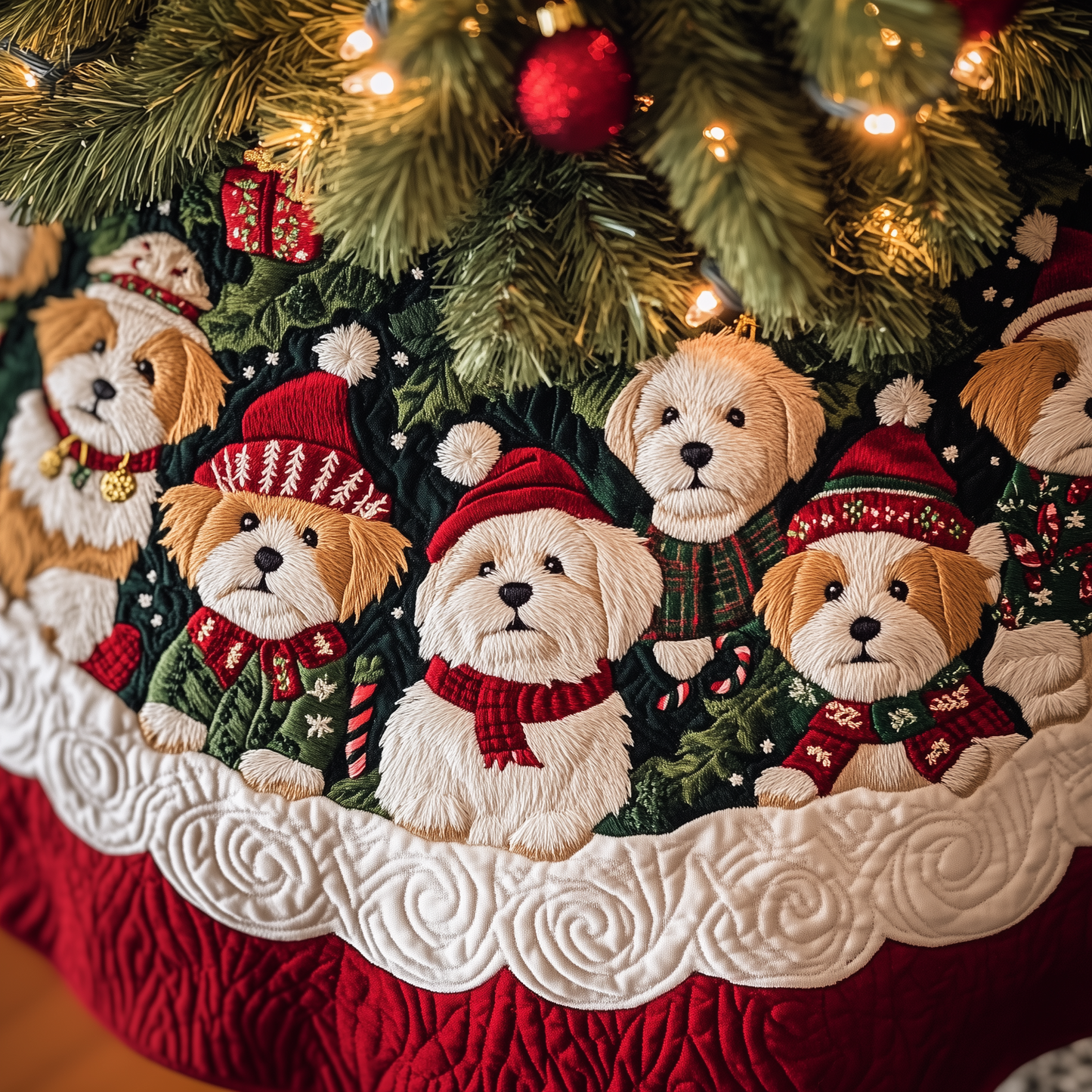 Christmas Westie Quilted Tree Skirt GFTOHD469