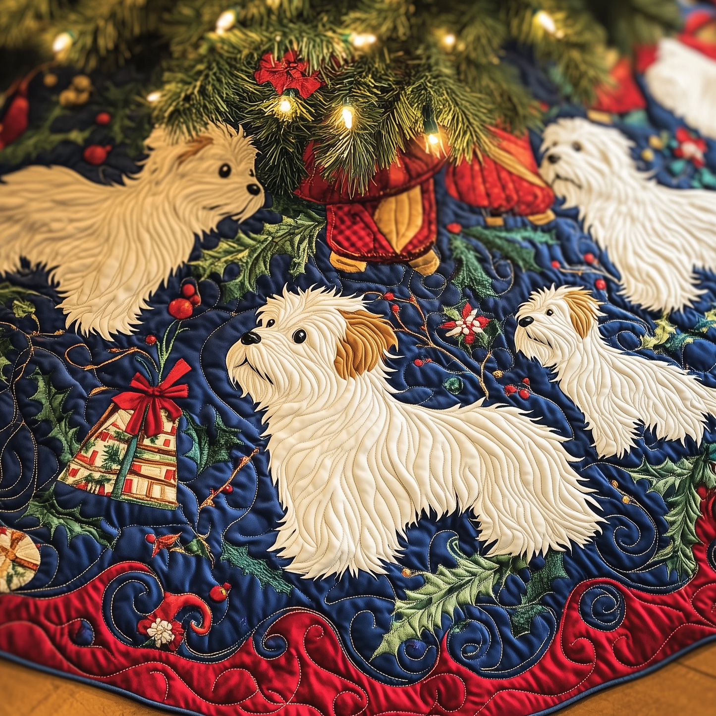 Christmas Westie Quilted Tree Skirt GFTOHD470