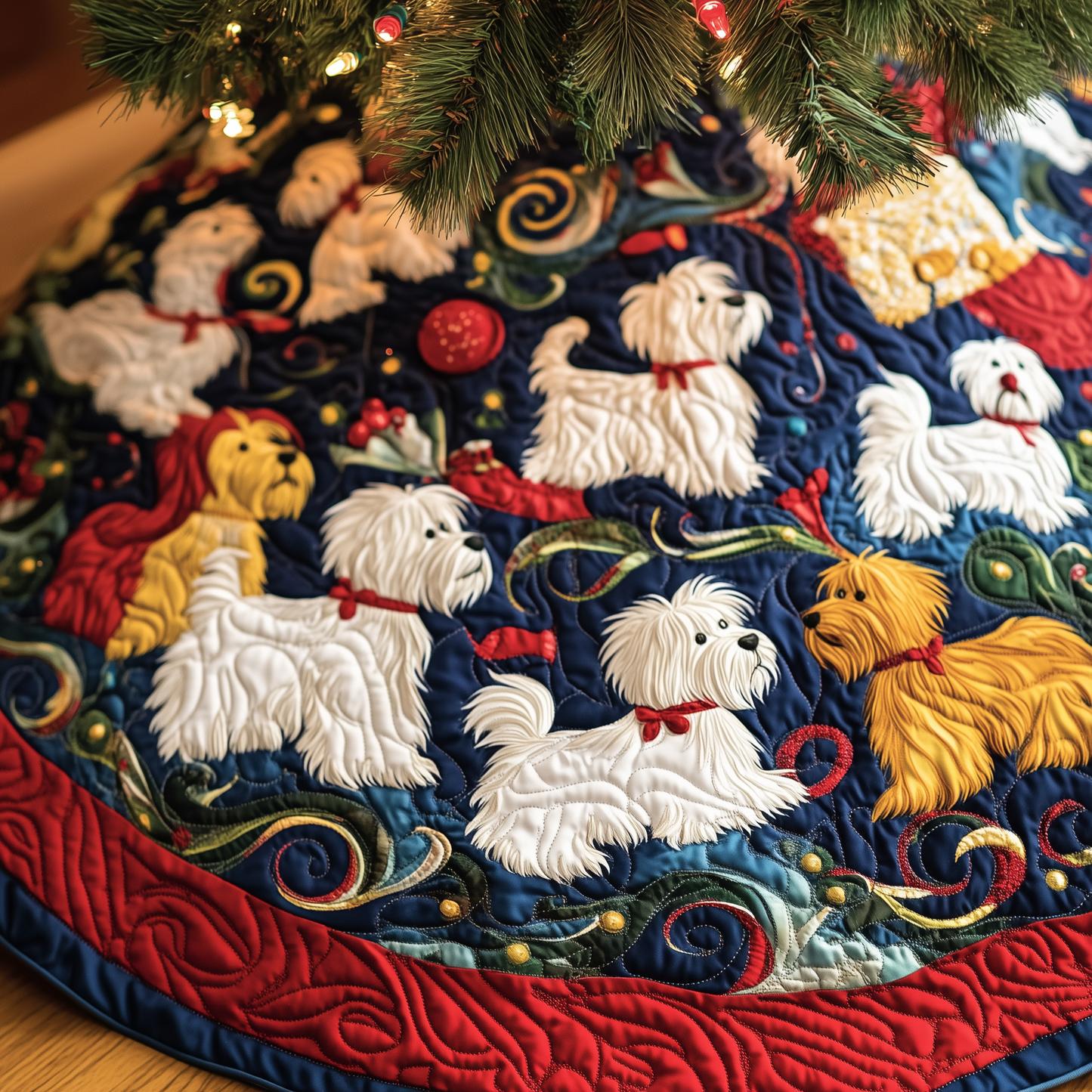 Christmas Westie Quilted Tree Skirt GFTOHD471