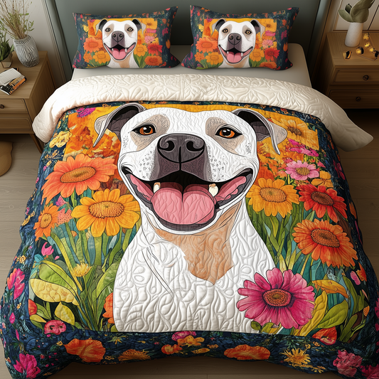 Pitbull Blossom Joy 3-Piece Quilted Bedding Set GFTOHD478