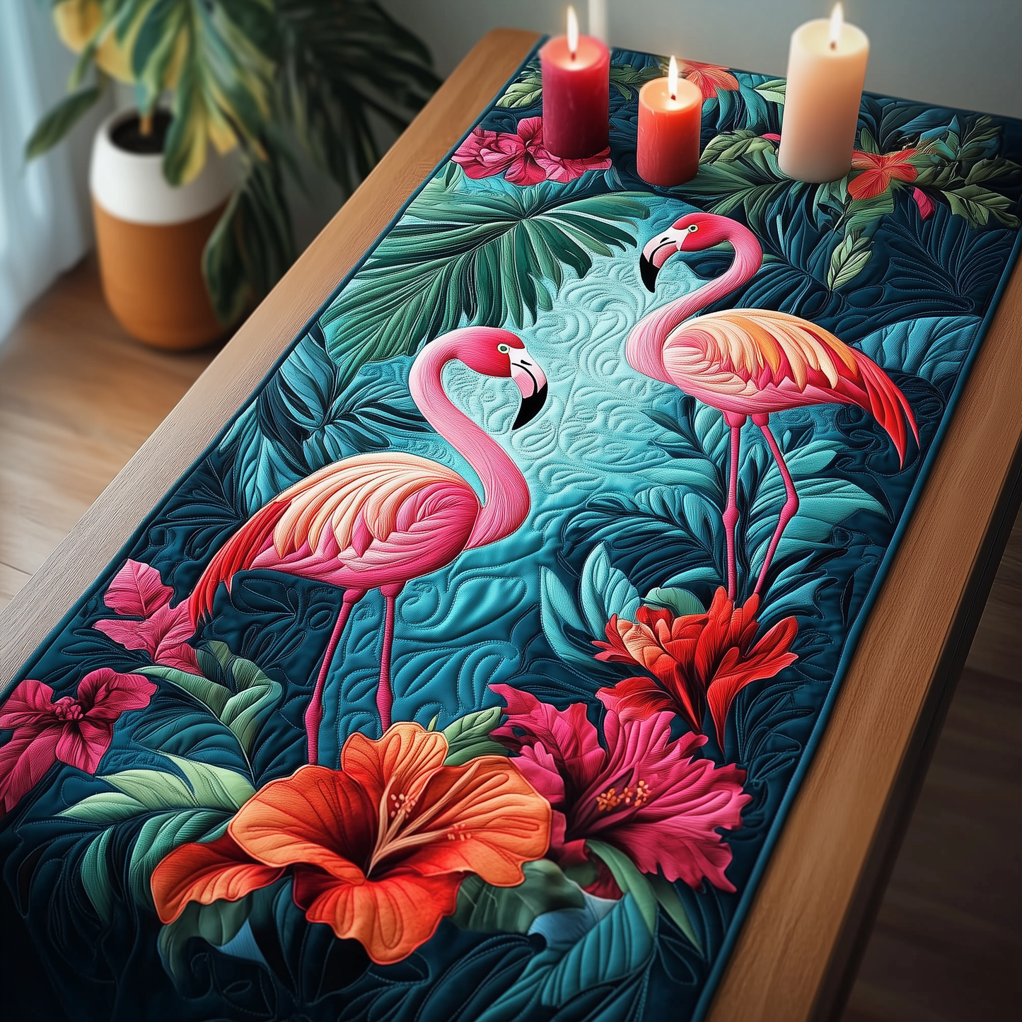 Tropical Flamingo Quilted Table Runner GFTOHD505