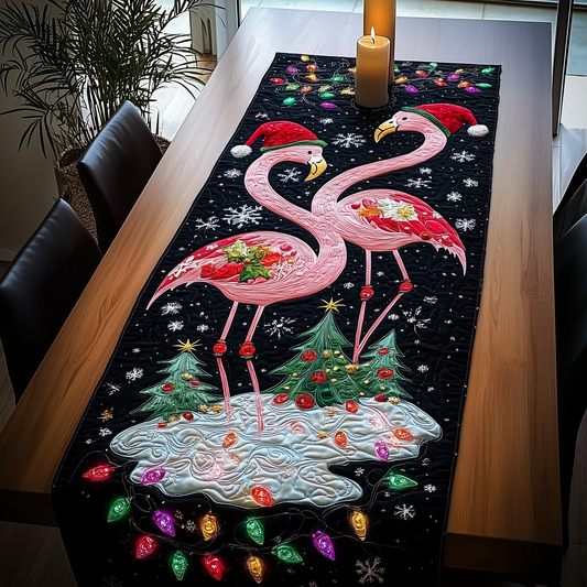 Christmas Flamingo Quilted Table Runner GFTOHD507