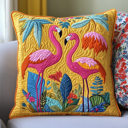 Tropical Flamingo Quilted Pillow Case GFTOHD562